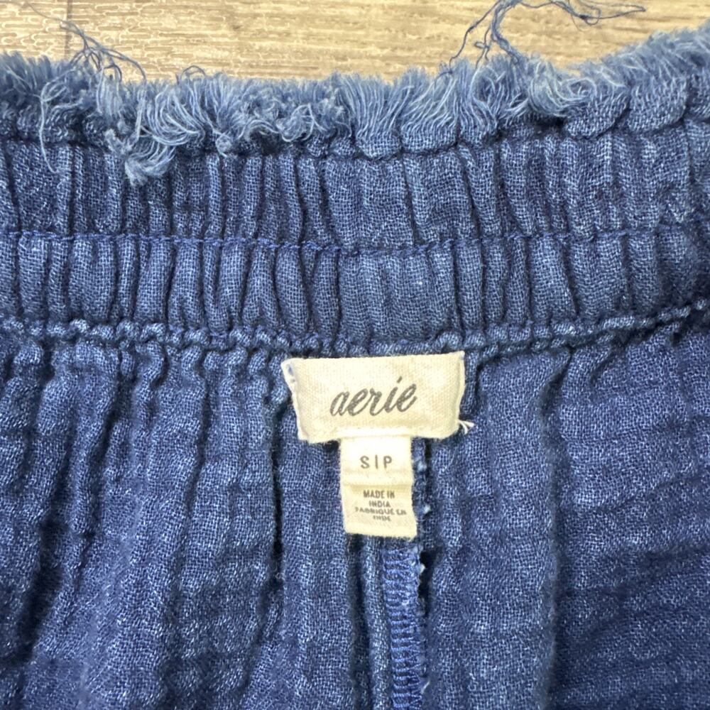 Aerie Gauzy High Waisted Shorts Pull On Stretch Dark Blue sz S - Picture 3 of 5